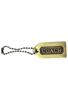 COACH Vintage Style Antique Brass Tone Metal Hang Tag Purse Replacement Charm